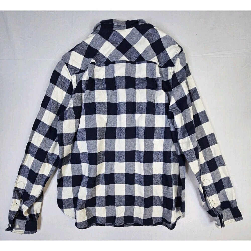 J Crew Shirt Women's Medium Blue Flannel Buffalo Check Plaid 1/2 Zip Popover - Picture 3 of 14